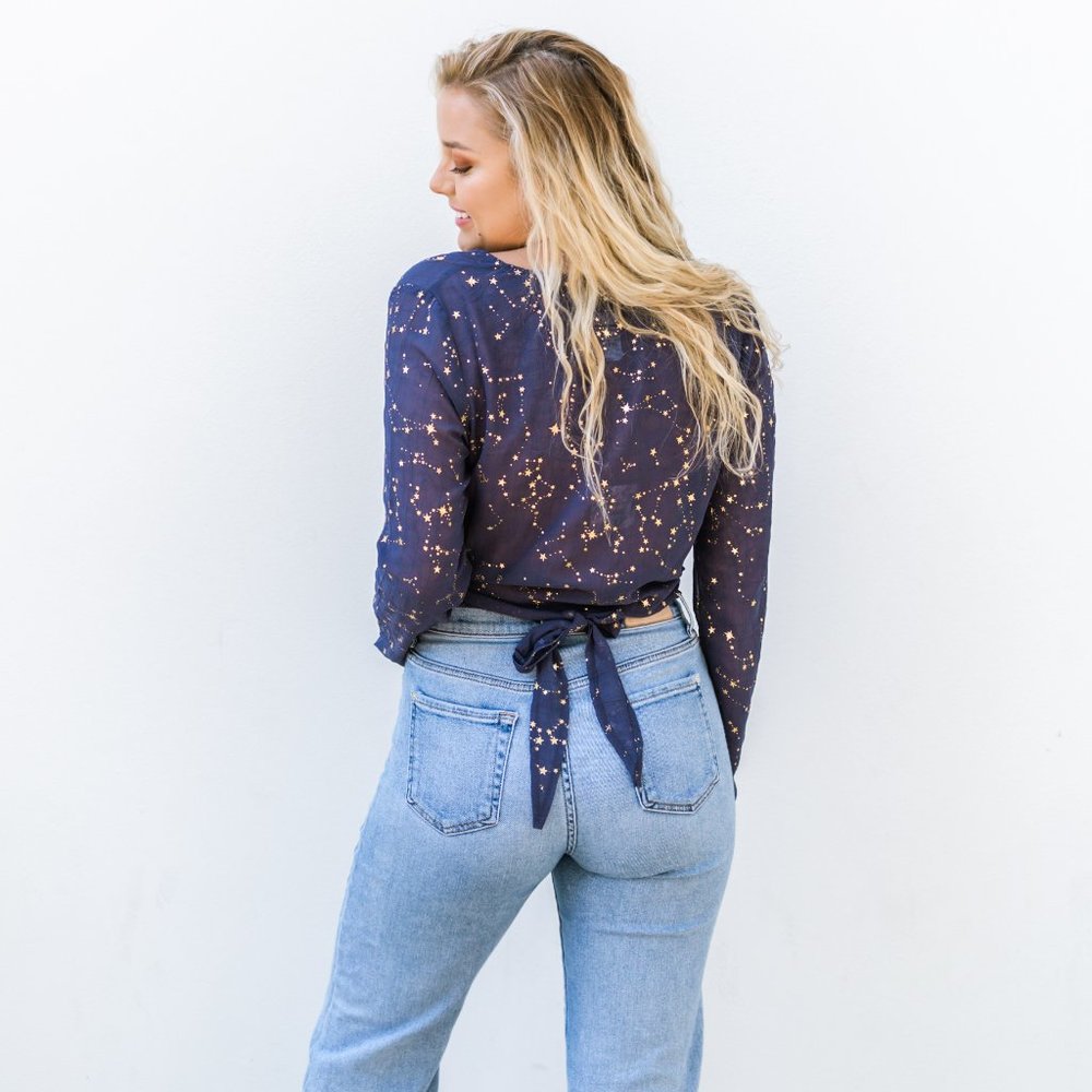 Copper Closet - Star Print Front-Tie Top